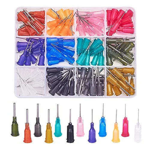 BENECREAT 144PCS 0.5 Inch 12 Different Gauge Blunt Tip Syringe Needles Dispensing Needle with Lure Lock for Refilling Liquid Inks and Syringes, Crafts Supplies