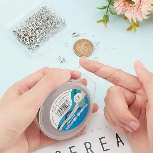 BENECREAT 240-Feet 0.015inch/0.38mm Stainless Steel 7-Strand Beading Wire with 200pcs Jump Rings, 50pcs Crimp Beads and 30pcs Lobster Claw Clasps for Jewelry Making — view 3