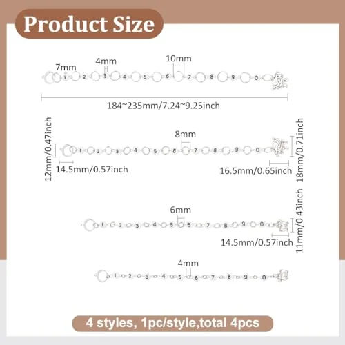 BENECREAT 4 Pcs 4 Style Row Counter Chains Set, Alloy Sheep Charm Chain Row Counter Knitting Row Counter Chains for Knitting and Crochet Crochet Stitch Markers — view 2