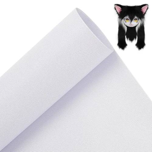 BENECREAT Custom Fursuit Eye Mesh, 39x11.8inch White PVC Plastic Net 0.2mm Thick Waterproof Printable Mesh for Furries Cosplay, Props, Fursuits, Craft Making, Hole: 0.5mm