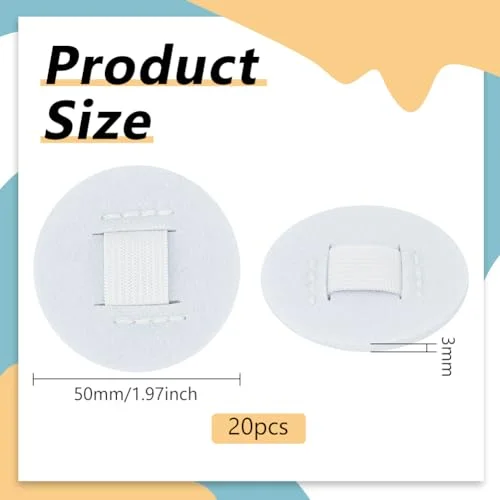 BENECREAT 20pcs 2 inch Hair Band Pad, White Headband Decoration Accessories, Felt Hair Band Decor Base for Making Tea Party Headbands, Decorations Handmade DIY, 2mm Thick — view 2