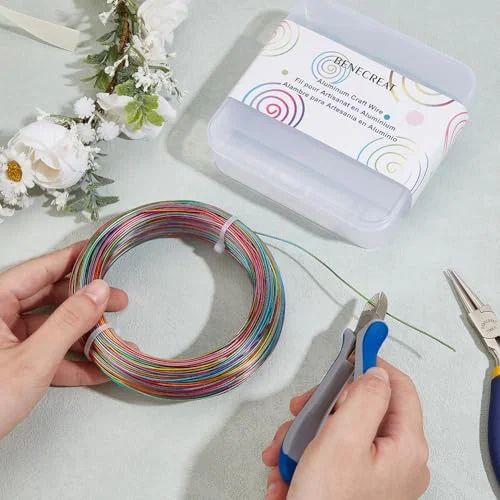 BENECREAT 18 Gauge 307 Feet Multicolor Jewelry Craft Wire Gradient Color Aluminum Wire Bendable Wire with Storage Box for Jewelry Beading Craft Project-Teal Gold Blue Red Green — view 3